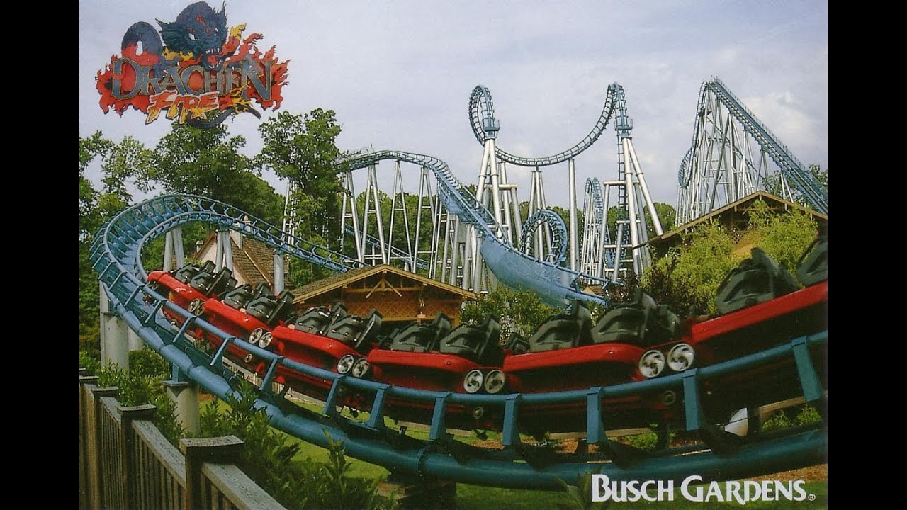 Drachen Fire at Busch Gardens Williamsburg. Home video and pictures of the defunct coaster.