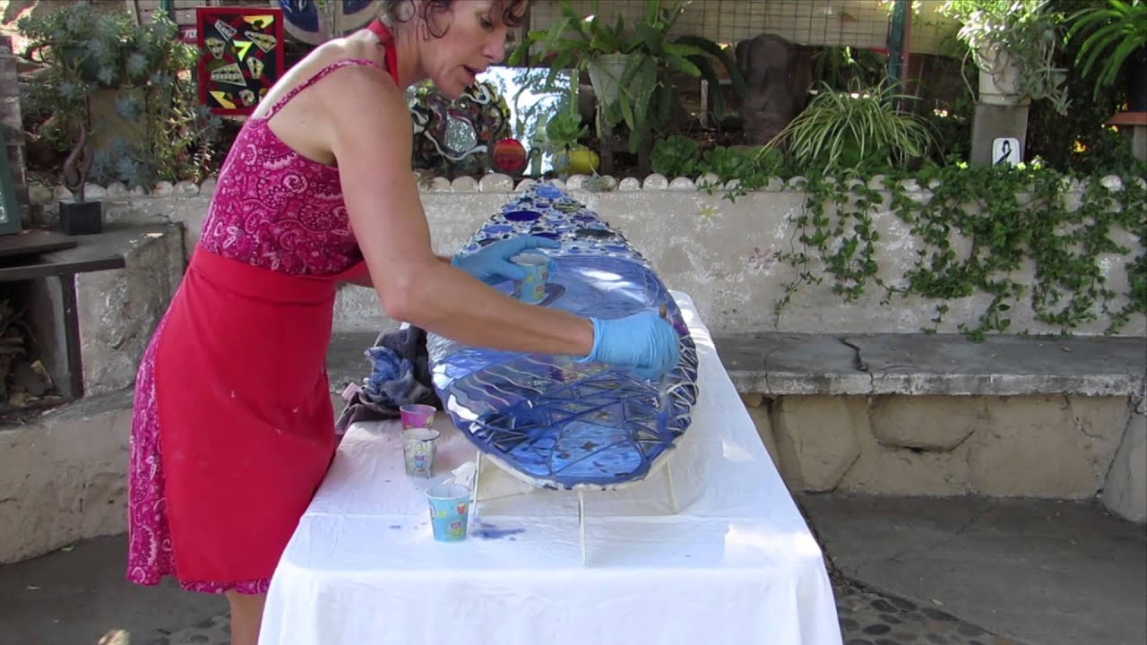Mosaic Glass Surfboard: Grouting the Wave