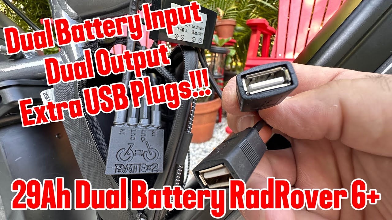 E-Bike Plug & Play Dual Battery w/ USB ADAPTER fit for DateX2 Dx2 Second Battery Rad Rover 6+