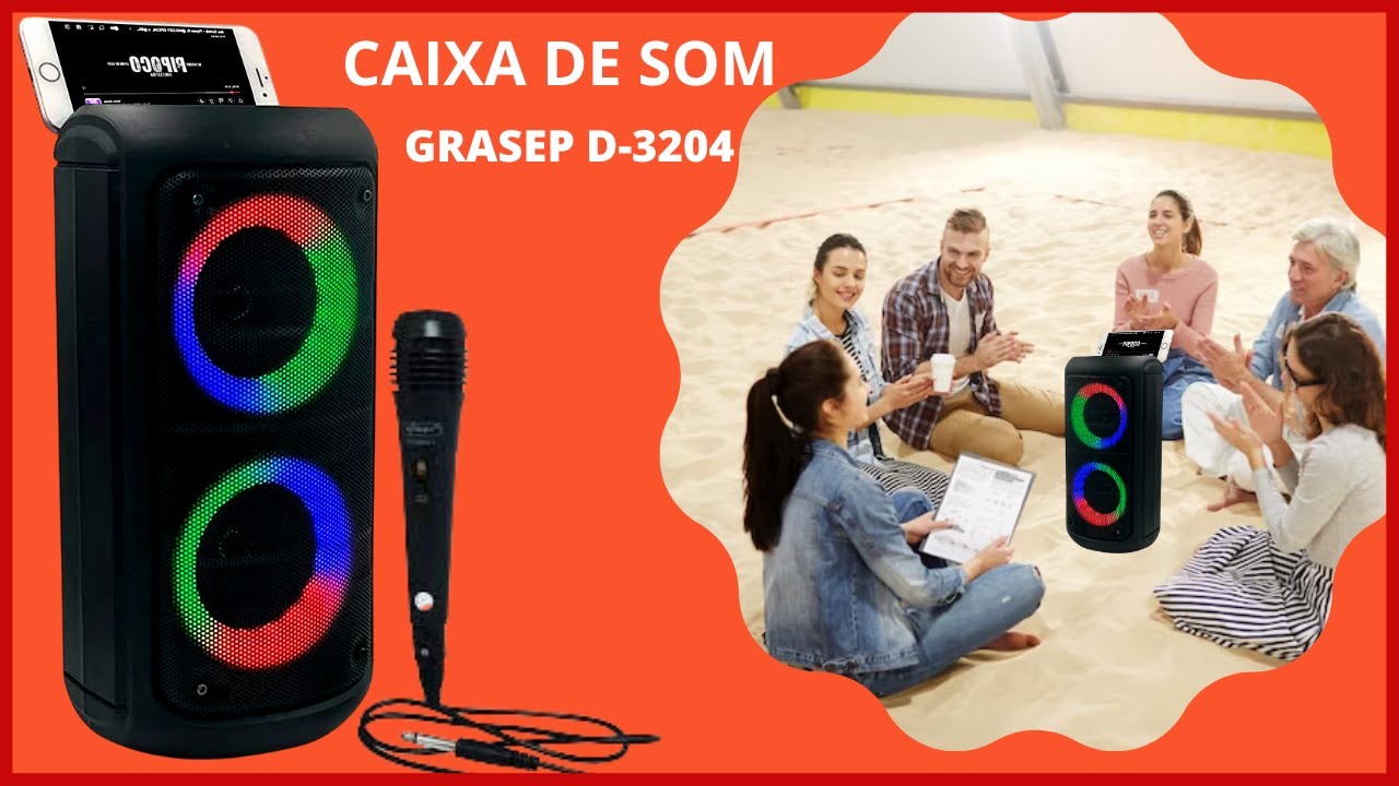 CAIXA DE SOM GRASEP D3204 PORTÁTIL POTENTE
