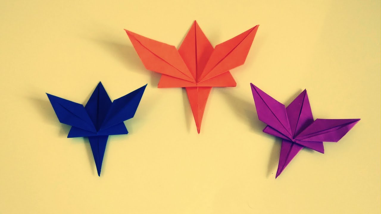 origami leaf, How to make leaf with paper? paper Maple leaves step by step instructions