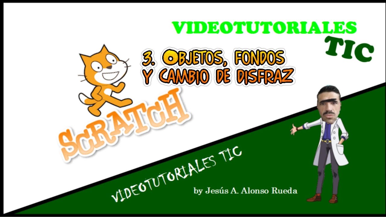 Scratch 3: insertar objetos y fondos y modificarlos. Animar cambio disfraz de objeto