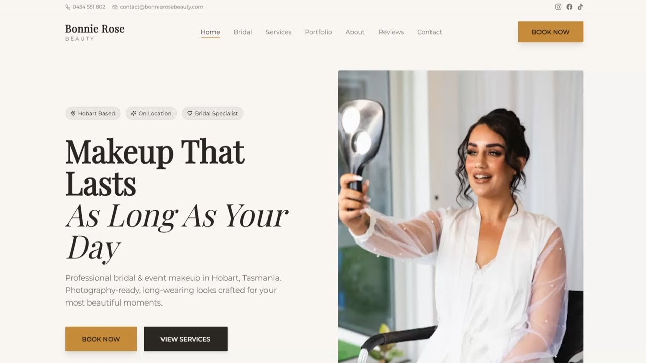 Makeup Artist Website Redesign | High Converting Bridal Beauty Website | Bonnie Rose Beauty