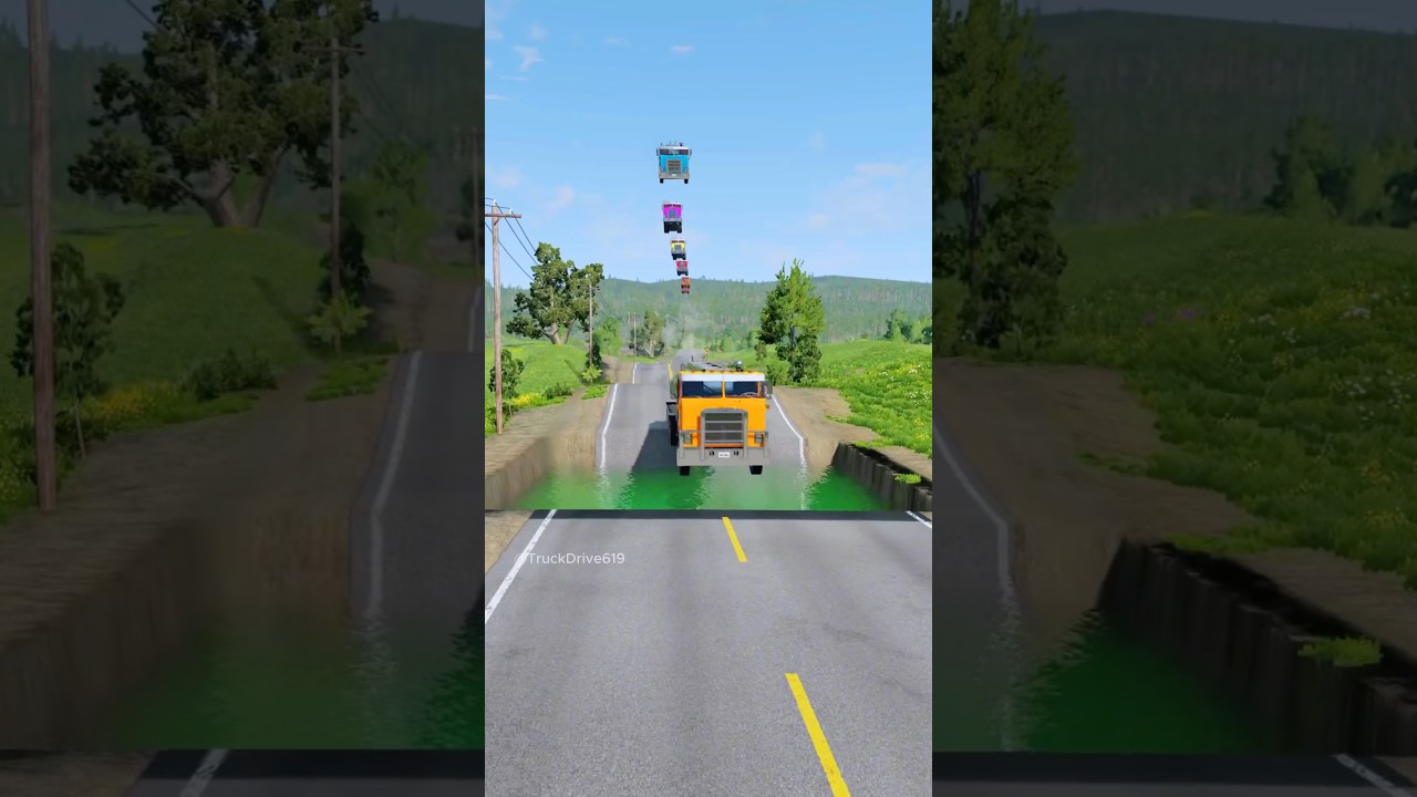 Tanker trucks vs giant water pit part1218 #shortvideo #beamngdrive #shorts #truck #india #tanker