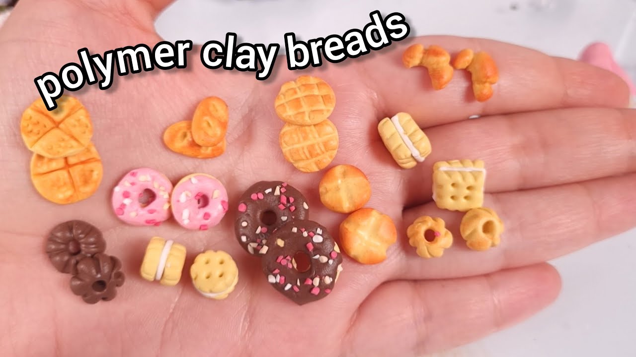 11 tiny polymer clay breads 🍞 💖 #diy #creativeclayideas #polymerclay 