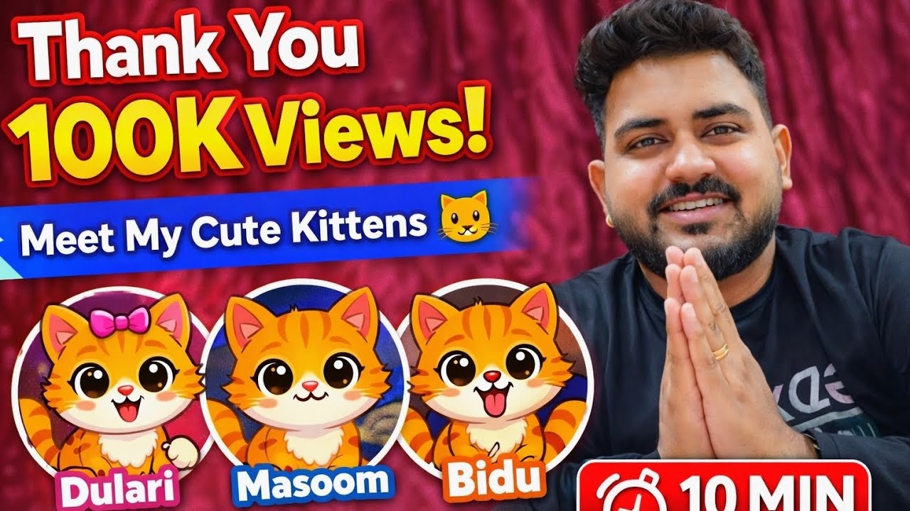 Thank You for 100K Views & 300 Subscribers 🥹 | Meet My 3 Cute Kittens 🐾 | Soni Kitty Family Vlogs❤️