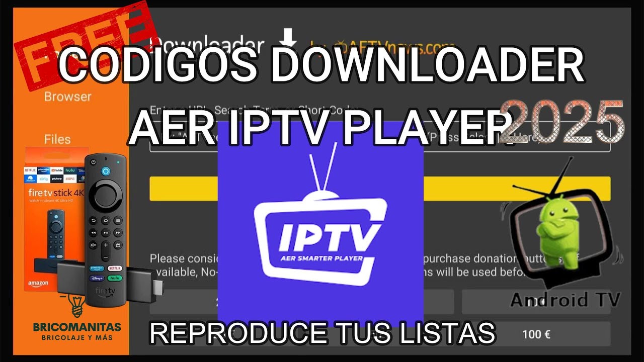 MEJORES CODIGOS DOWNLOADER, CODIGO PARA SMART TV CLUB AER IPTV PLAYER.PARA FIRE TV Y ANDROID TV.