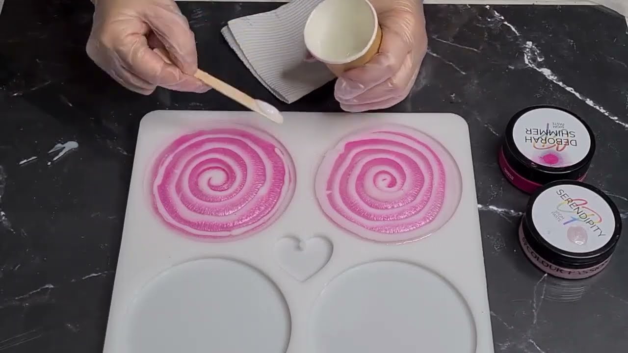 #2337 Pretty Shimmery Pink Resin 3D Bloom Coasters