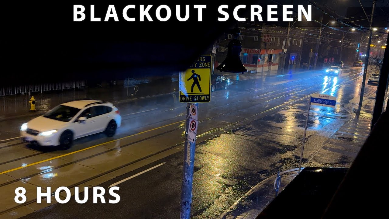 Thunderstorm With Heavy Rain and Street Traffic - 8 Hour Sleep Sounds - Urban Windows