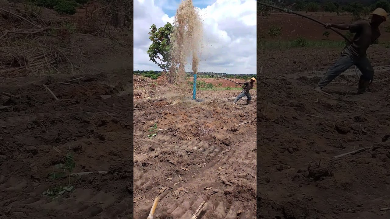 Borehole cleaning after installing the PVC casing.