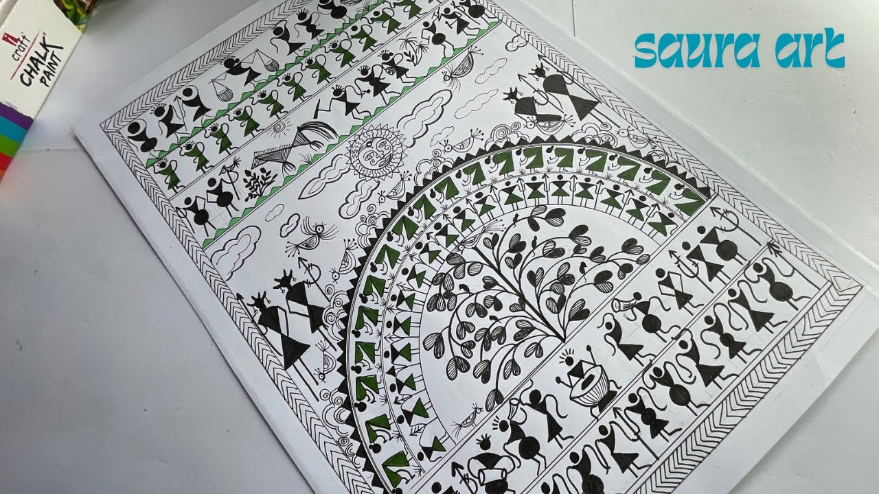Saura art || warli art painting || easy saura art drawing || (⁠✷⁠‿⁠✷⁠) warli art for beginners #art 