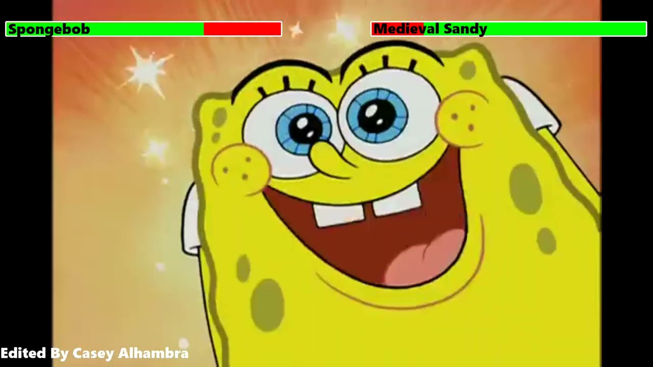 Spongebob vs. Medieval Sandy with healthbars