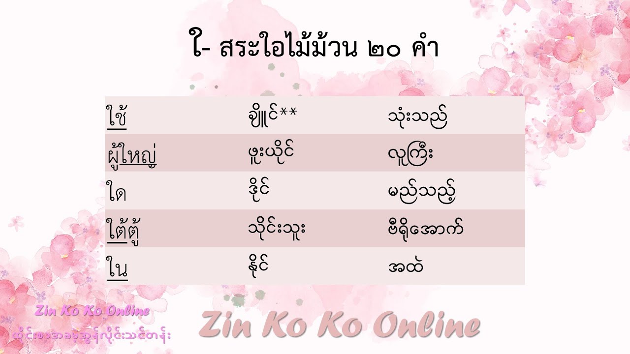 ใ- สระใอไม้ม้วน 20 คำ 