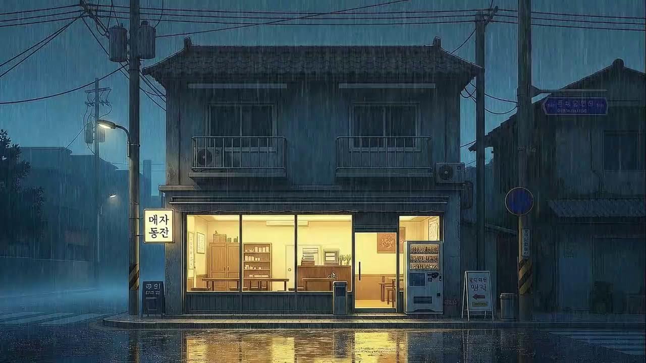 Rain Sounds & Lofi for Study in a Quiet Korean Night Ambience for Stress-Free Work 😌