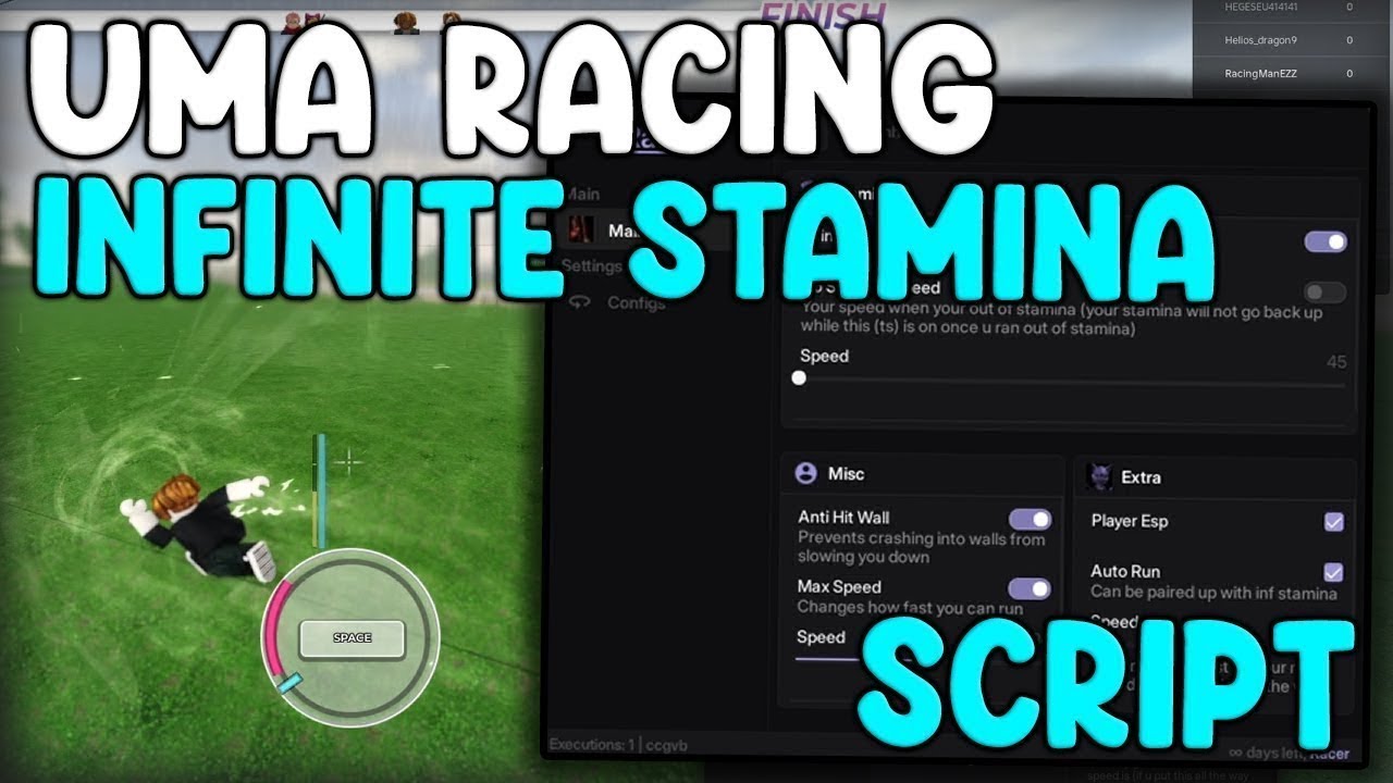 [UPDATE] Uma Racing OP Script Infinite Stamina And Max Speed - Roblox 2025