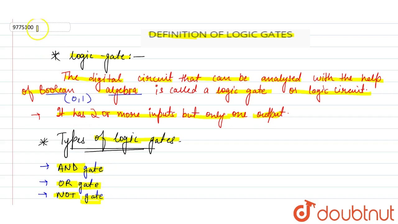 DEFINITION OF LOGIC GATES
