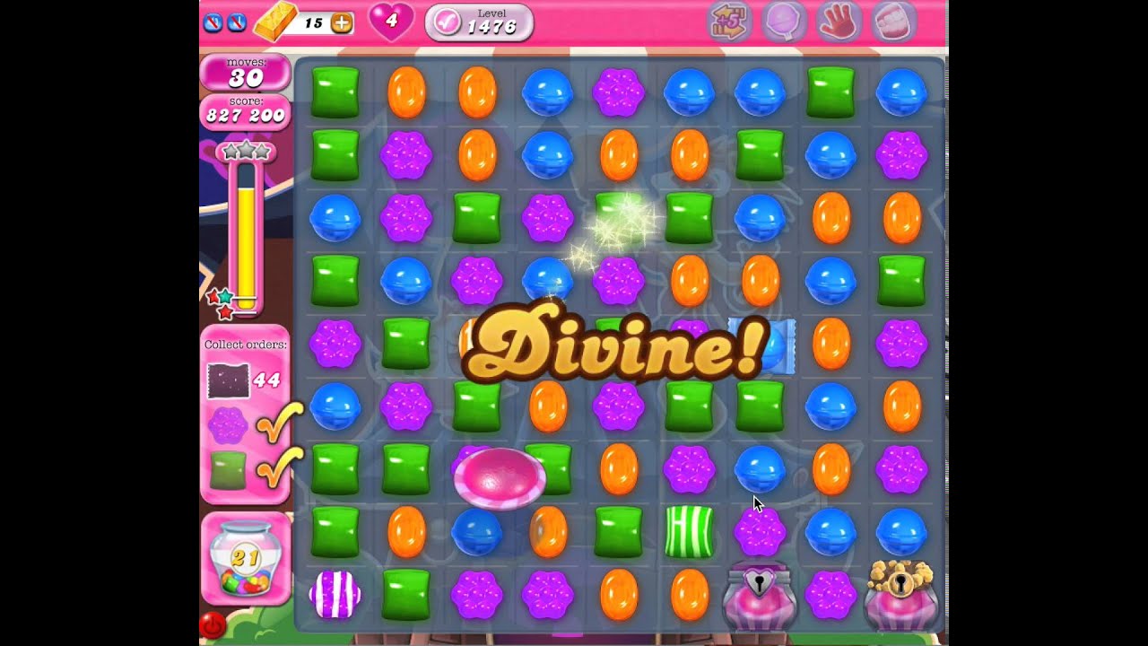 Candy Crush Level 1476 (no boosters, 3 stars)