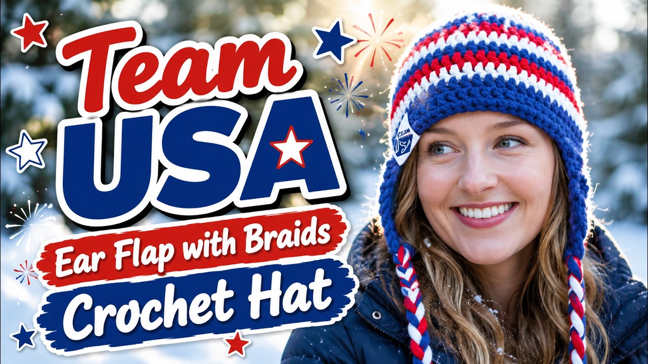 Easy Crochet USA Peak Ear Flap Braided Hat