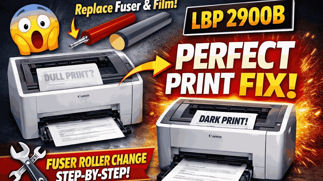 Canon LBP 2900B Faded Printing | Dull Printing Fix | Fuser Roller Change Repair Tutorial #canon