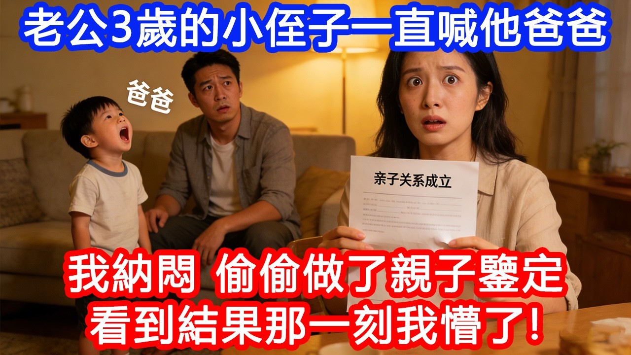 【情感故事】老公3歲的小侄子一直喊他爸爸，我納悶，偷偷做了親子鑒定，看到結果那一刻我懵了！#故事 #人生哲理 #婚姻 #出軌 #爽文