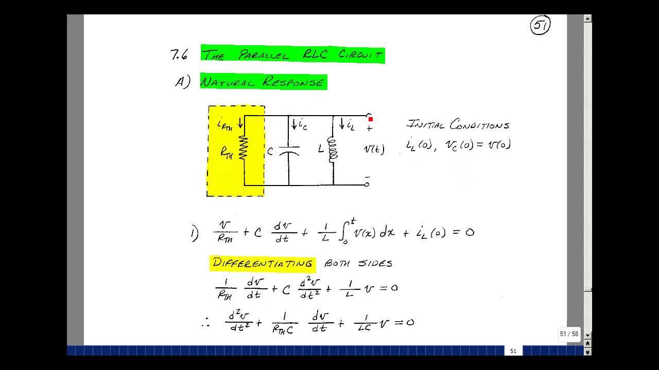 ECE201msu: Chapter 7 - Natural Response of a Parallel RLC Circuit