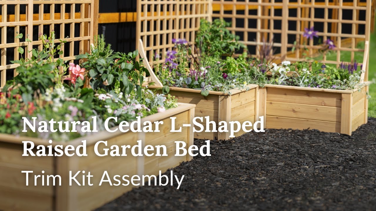 Natural Cedar L-Shaped Raised Garden Bed: Trim Kit Assembly