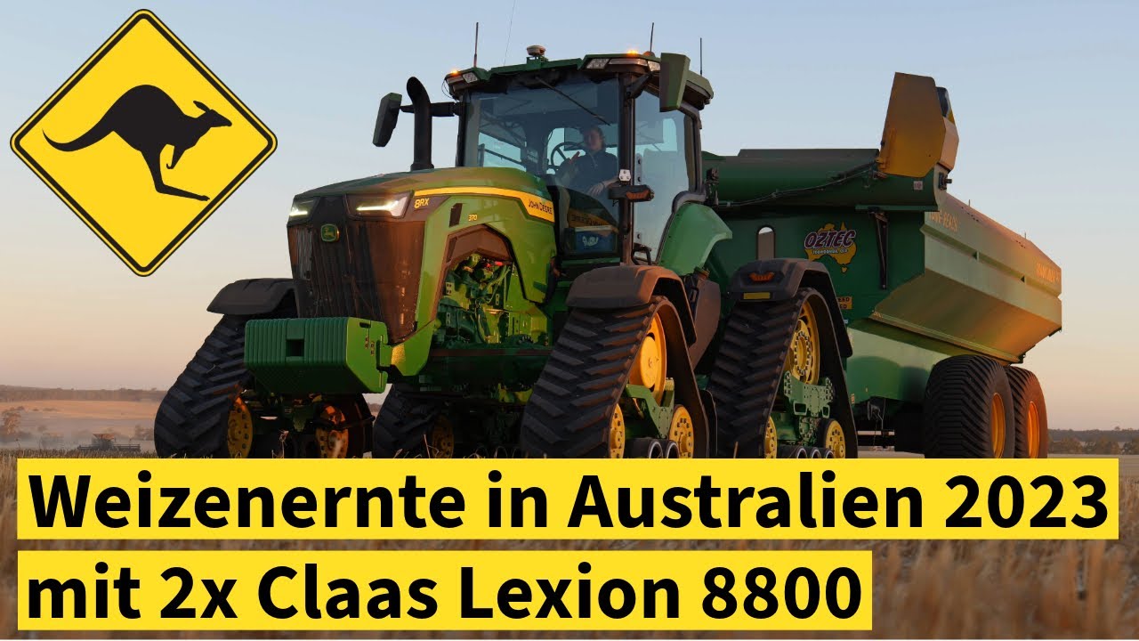 Weizenernte auf Gunwarrie | 2x Claas Lexion 8800 mit MacDon D 140 | John Deere 8RX370 | Australien