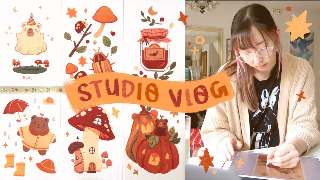 Studio Vlog✧20: Welcoming Fall, Opening Mail & Continuing Painting~