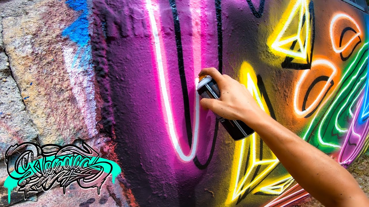 Neon Style Graffiti Letters with All Colors