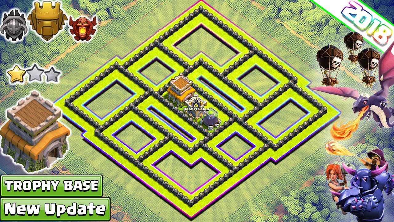New Town Hall 8 (TH8) Trophy Base 2018 with CC in Center! COC Th8 Base Layout [DEFENSE] - Clash of C