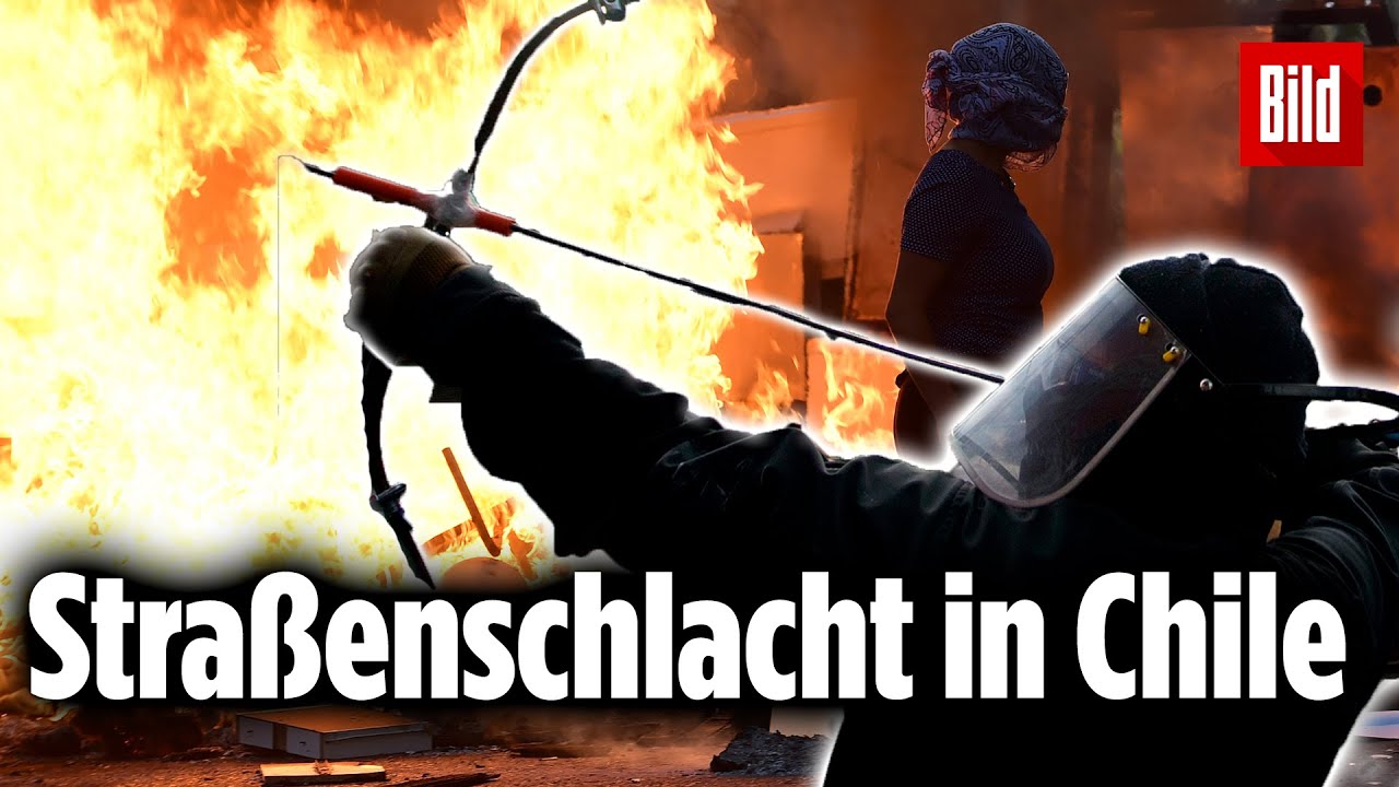 Straßenschlacht mit Gummischleuder und Steinen: Heftige Proteste in Chile