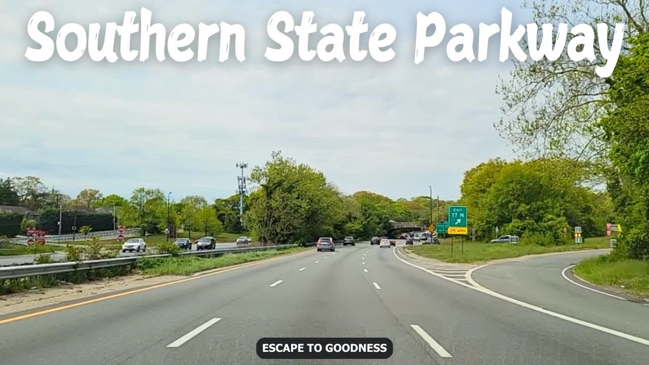 Driving on the Southern State Parkway - Westbound - 4K