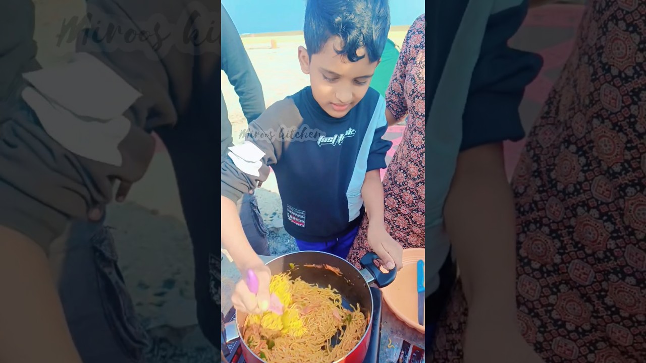 Little boy cooking food #outsidecooking #cookwithnature #outing #shorts