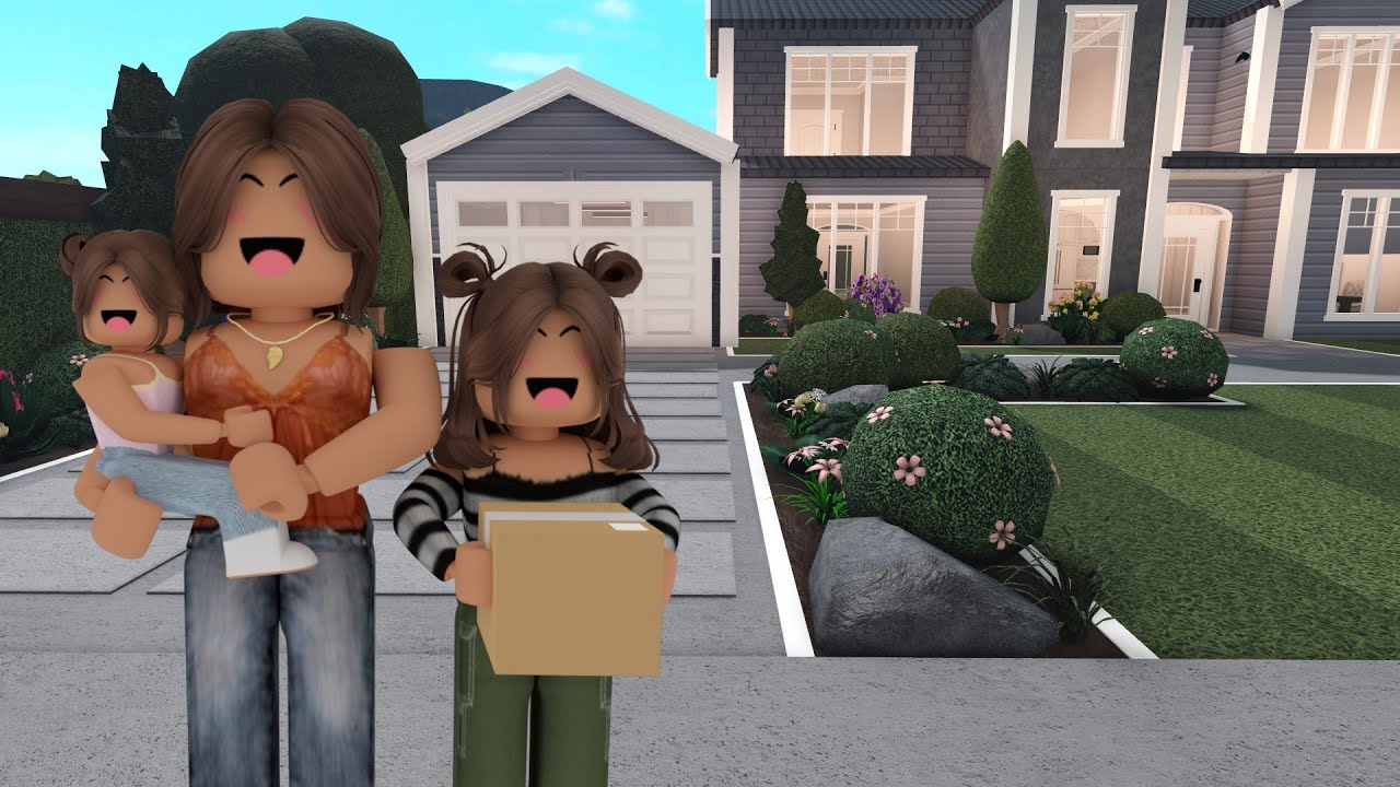 Flyttar till det nya huset  | Roblox Bloxburg familj roleplay