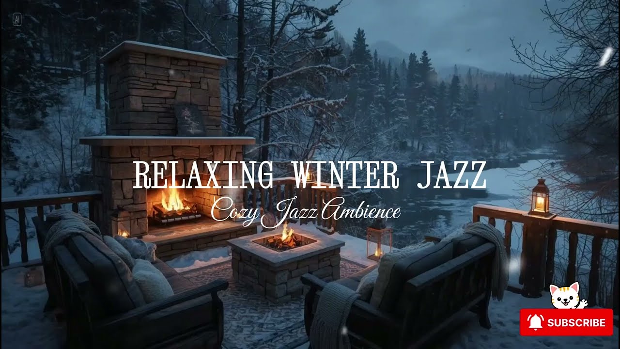 Relaxing Winter Ambience at Cozy Lakeside Nook ❄ Warm Jazz Music for Study, Work & Sleep