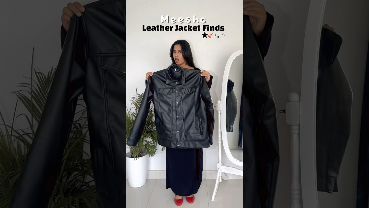 Meesho leather jacket Haul #shorts #meesho #meeshohaul #meeshofinds #leather #winterhaul #meeshoapp