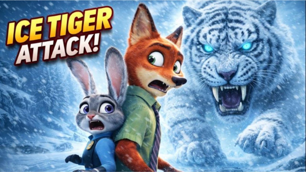 Ice Tiger Attack! Fox & Rabbit Trapped on a Frozen Road | Epic Animated Battle