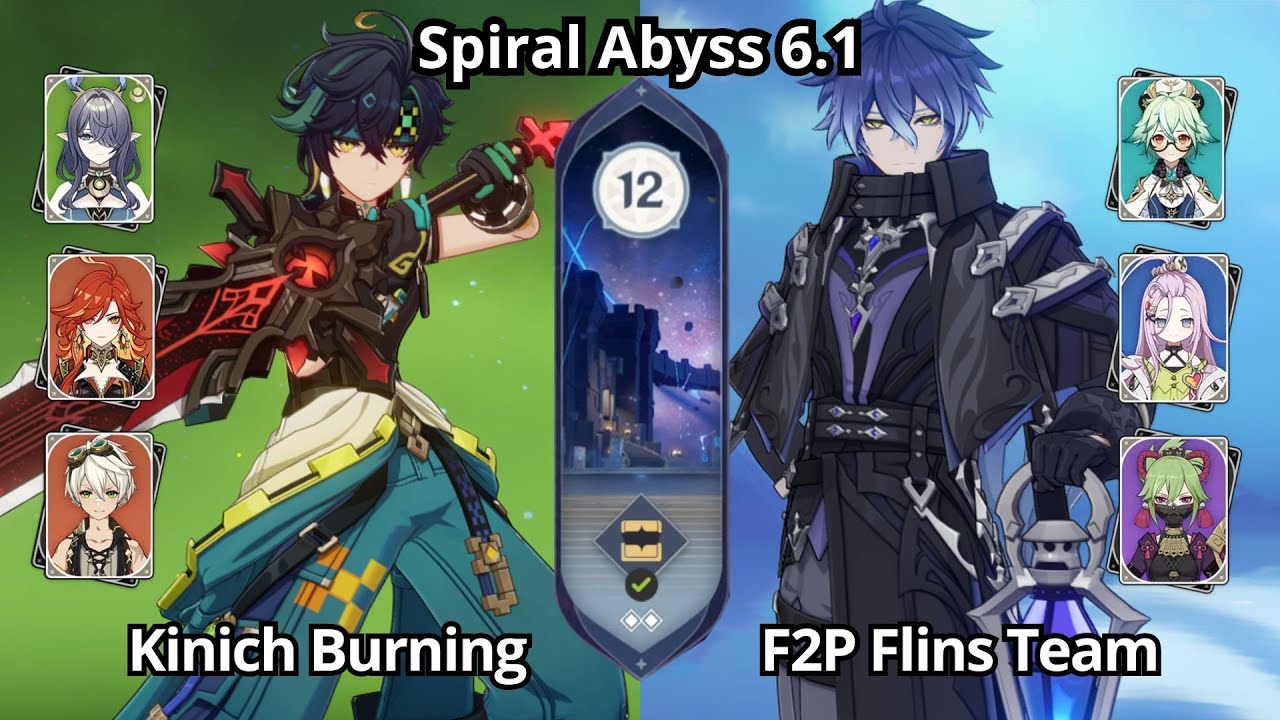 C0 Kinich Burning & F2p C0 Flins Team - Spiral Abyss Floor 12 Genshin Impact 6.1