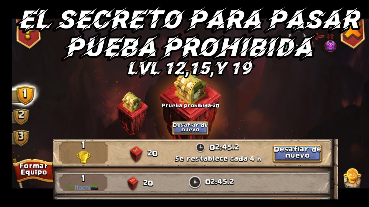 PRUEBA PROHIBIDA / LVL 12, 15, 19 Y 20/ COMO PASAR TODOS LOS NIVELES/ CASTLE CLASH/ CASTILLO FURIOSO