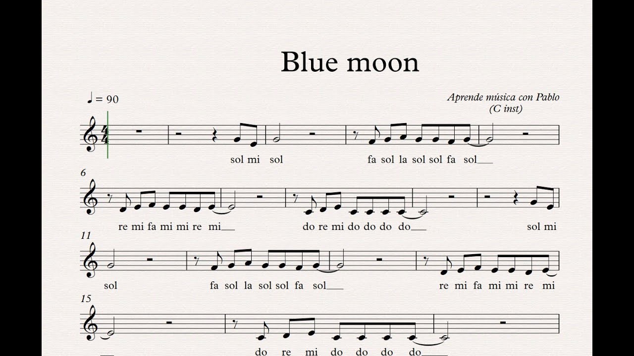 BLUE MOON:  (flauta, violín, oboe...) (partitura con playback)