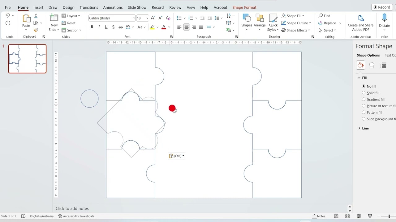 Creating Puzzle Piece in PowerPoint (Part 3/6)