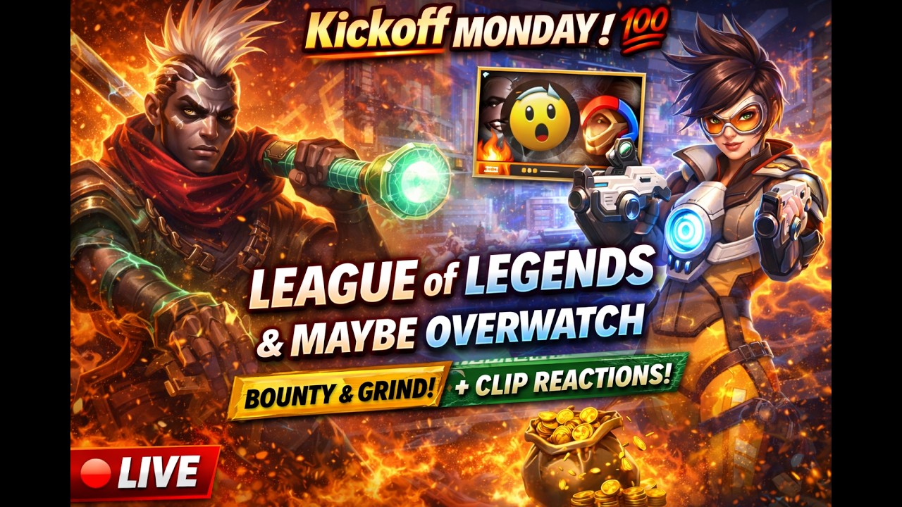 Kickoff Monday LoL Bounty & Grind  💯  League of Legends  💯 Clip Reactions  💯 maybe Overwatch