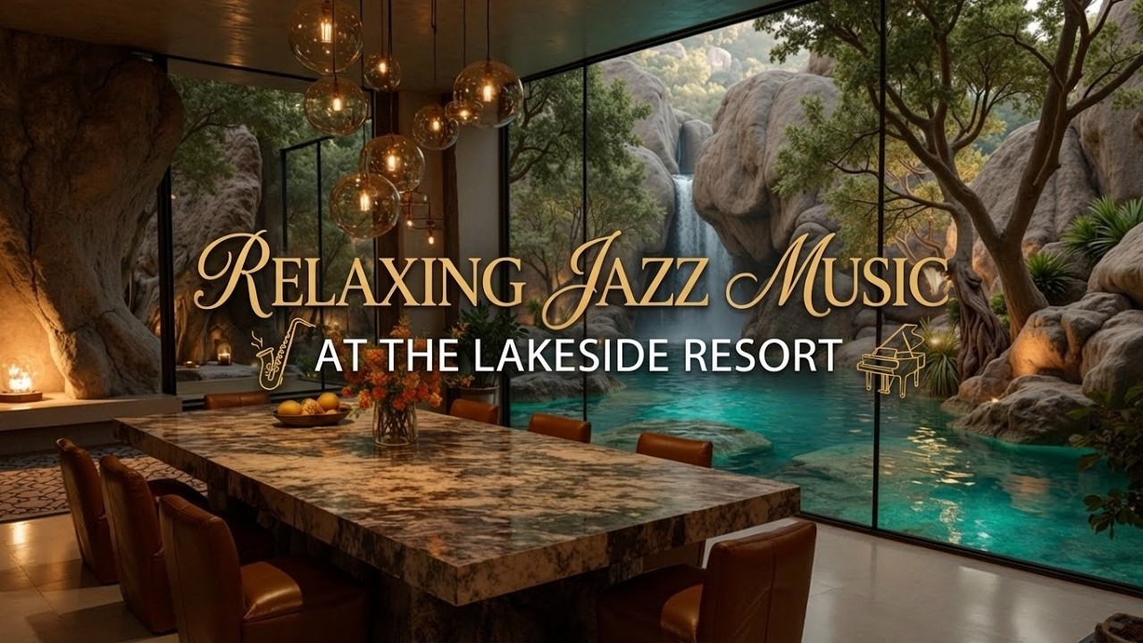 Relaxing jazz in a lakeside resort setting | Cozy instrumental jazz music for deep sleep