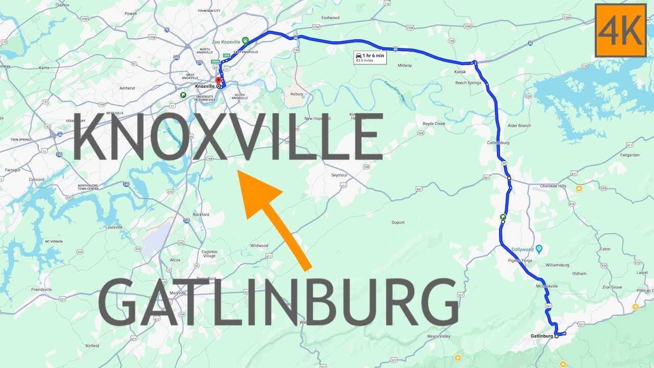 Gatlinburg to Knoxville Tennessee Driving Road Trip - 4K Drive