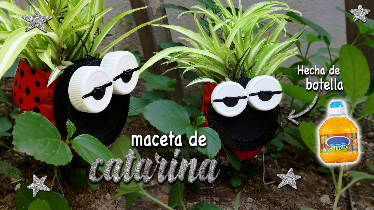 🐞 Maceta de CATARINA de BOTELLAS de PLÁSTICO - Ideas para RECICLAR botellas de PLÁSTICO