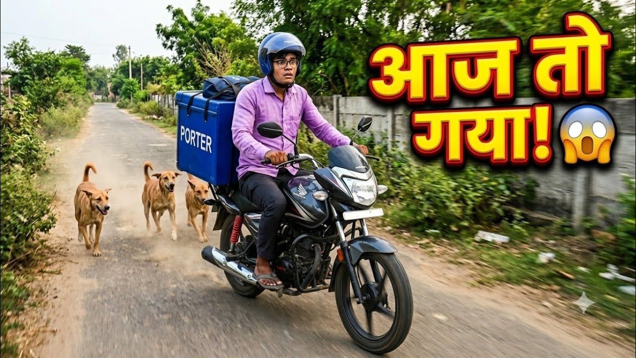 सुनसान रास्ते पर कुत्तों का हमला! Porter Vlog #porter #motovlog 
