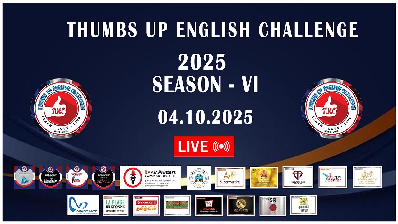 🔴 🄻🄸🅅🄴 : THUMBS UP ENGLISH CHALLENGE 2025  SEASON - VI  LIVE STREAMING 04.10.2025 | L CAST TV
