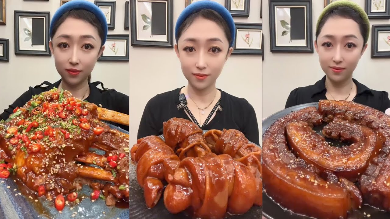 Mukbang #24: Eating roll  belly , braised pork belly, legs pork #mukbang #eatingshow #porkbelly