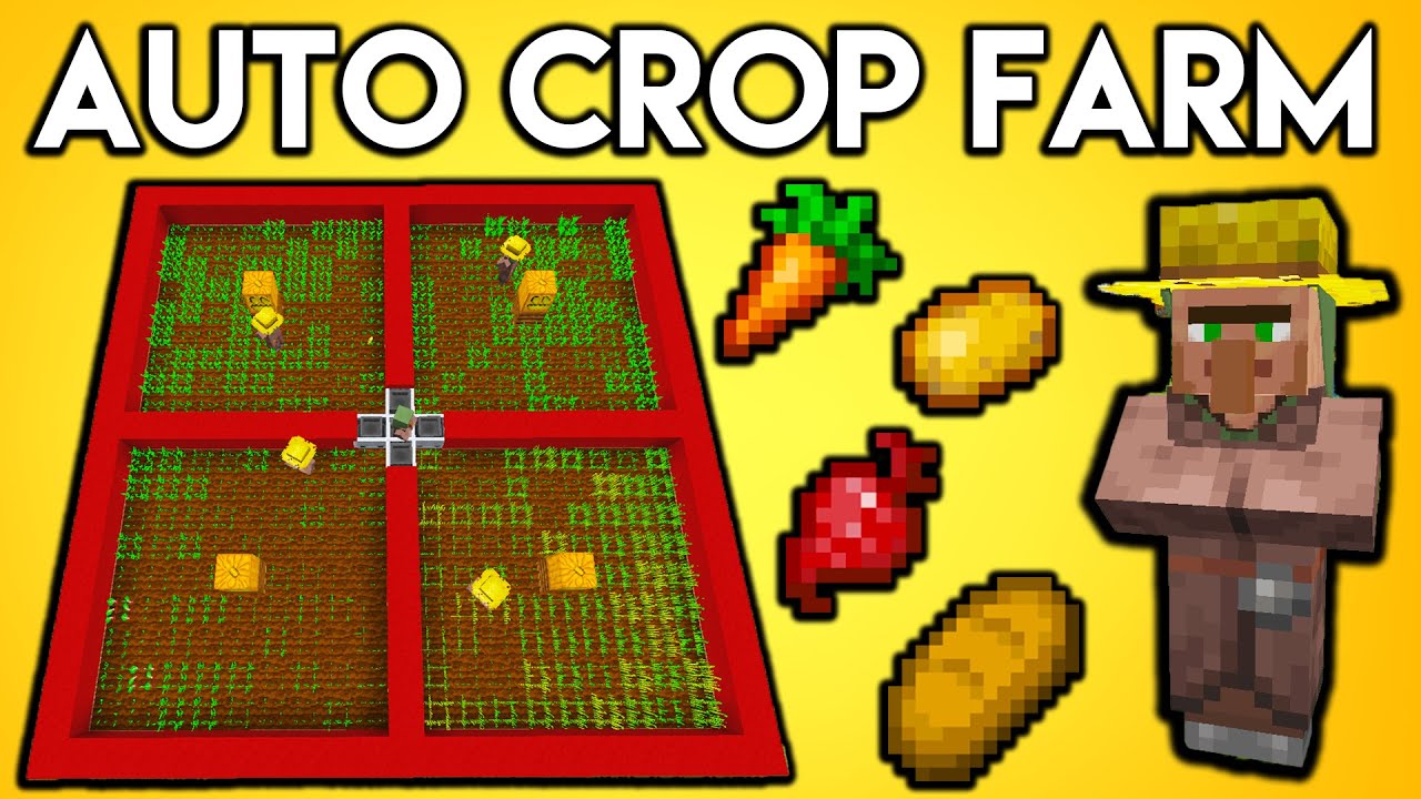 Minecraft Villager Auto Crop Farm Tutorial - Potato Wheat Carrot Beetroot