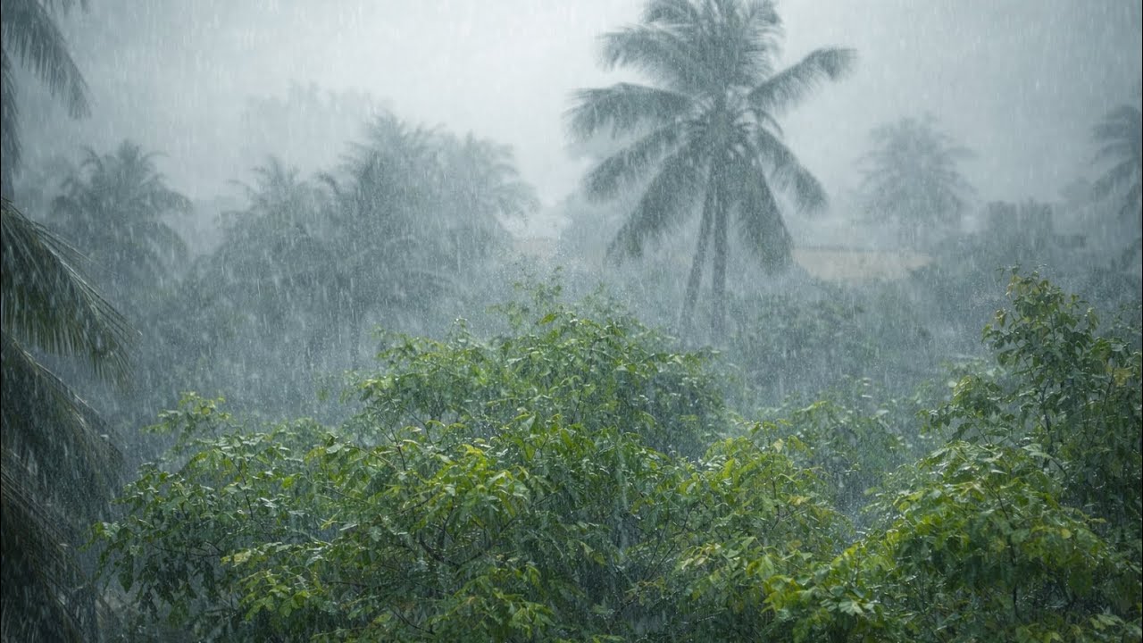 2 HOURS of Intense Rainfall on lush forest for Deep Sleep & Relaxation
